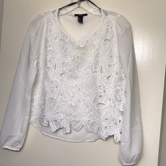 Forever 21 Tops - NWOT Sheer Long Sleeve Crop